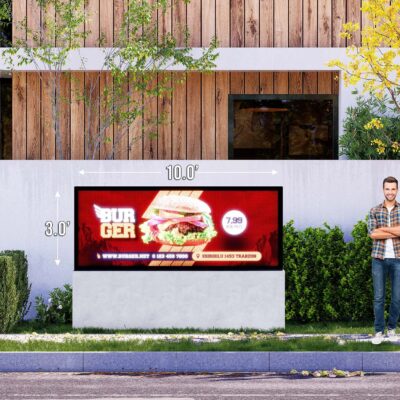 Single Sided 3'x10' Outdoor LED Sign UHD 10mm  Resolution