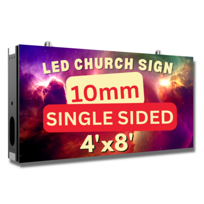 Single Sided 4'x8' Outdoor LED Church Sign UHD 10mm  Resolution