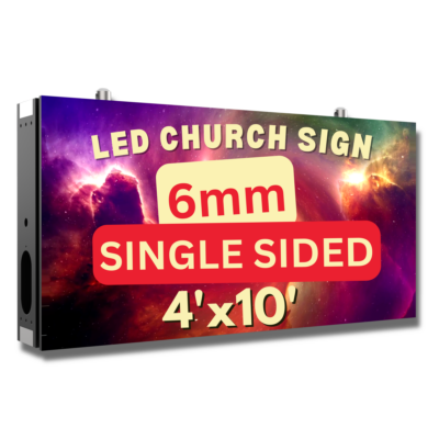 Single Sided 4'x10' Outdoor LED Church Sign 5K- 6mm  Resolution